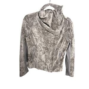 Blank NYC Faux Suede Jacket Size Medium Chic Quiet Luxury Comfort Gray Brown